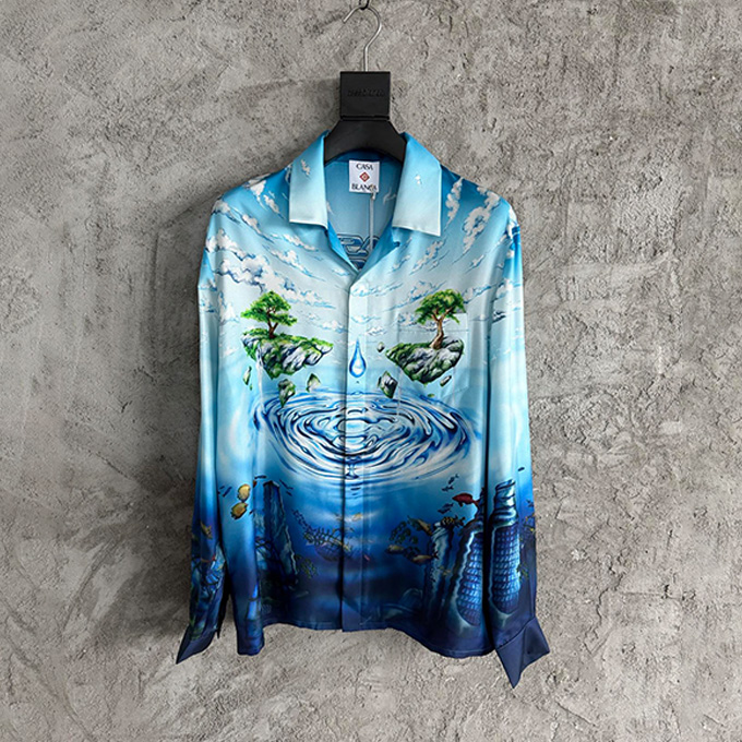 casablanca printed silk long sleeve shirt